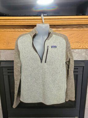 Patagonia Men's Better Sweater 1/4 Zip Pullover Fleece Gray Brown Large